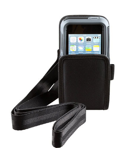 Open Top Holster with Shoulder Strap for Linea Pro 5 with rugged case front view HOL-LP5-O-W-SHL