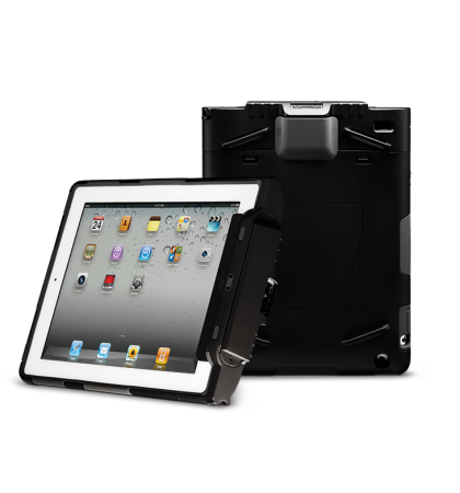 CS-T4R Rugged Case For Infinea Tab 4 for iPad 4 barcode scanner front and rear views