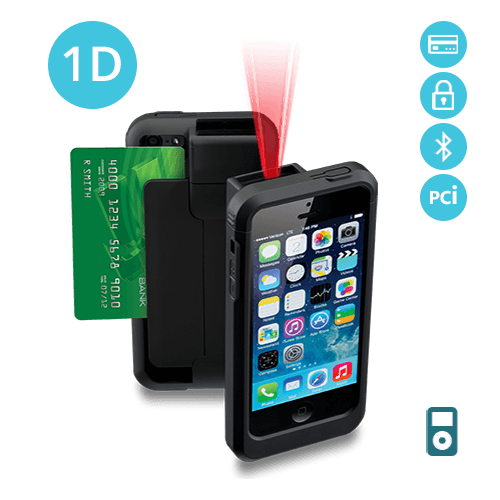 LP5-S-BT-POD5 Linea Pro 5 1D Barcode Scanner for iPod Touch 5 and 6 with Bluetooth Encrypted Magstripe Reader and PCI Compliance