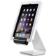 ST-SEC-WH white security stand for Infinea Tab 4 barcode scanner with vertical scanner three-quarters view