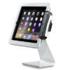 ST-SEC-WH white security stand for Infinea Tab 4 barcode scanner with scanner three-quarters view