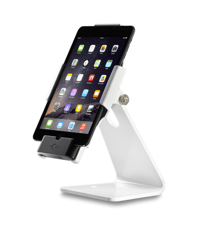 Secure iPad Stand for Infinea Tab M barcode scanner for iPad mini white colour including device vertical - ST-SEC-M-W